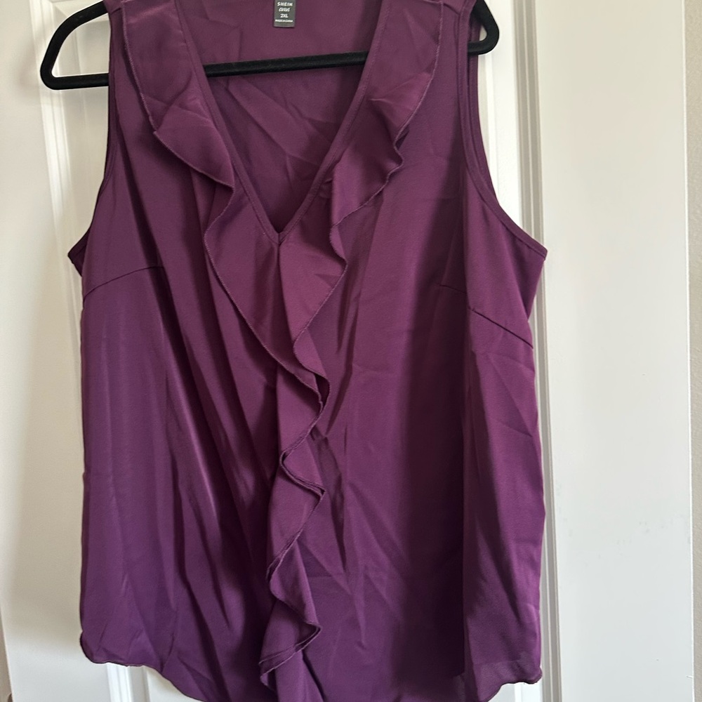 SHEIN Plum Ruffle V-Neck Sleeveless Camisole